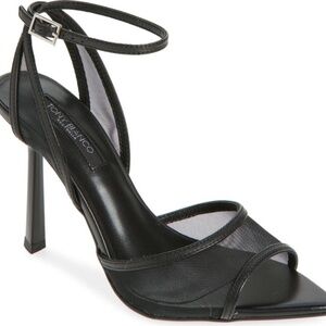 Tony Bianco Black Mesh Ankle-Strap Stiletto Heels